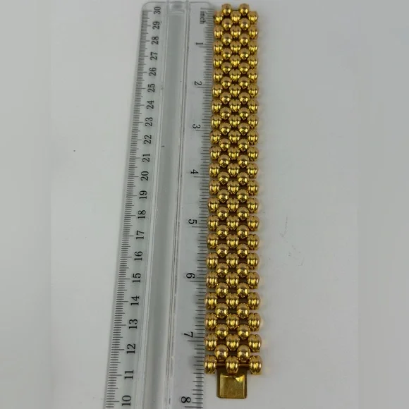 Vintage Swiss thick heavy gold plating panther link gold bracelet - 20 micron - Picture 10 of 16